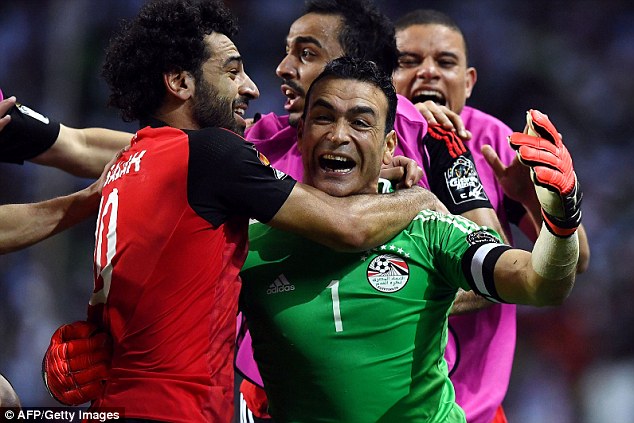 Niềm vui của các cầu thủ Ai Cập sau khi lọt vào chung kết CAN 2017