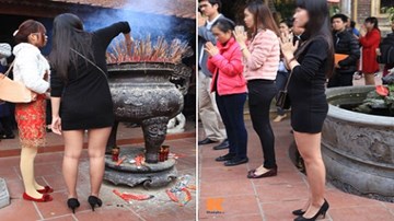 Nhức mắt cảnh váy ngắn đi lễ chùa đầu năm