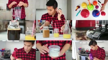 Anh chàng điển trai chơi nhạc bằng dụng cụ nhà bếp