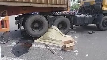 Bị cuốn vào gầm xe container, một phụ nữ tử vong tại chỗ, một trọng thương