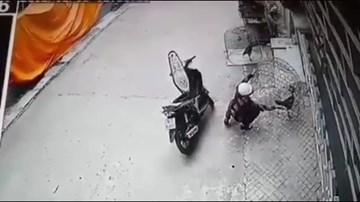 Clip thanh niên trộm gà chọi nhét vào cốp xe máy