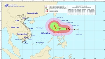 Siêu bão Koppu gây gió giật cấp 16-17 tiến về biển Đông