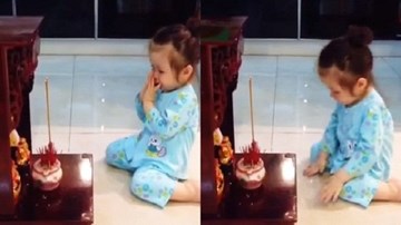 Cười nghiêng ngả với clip Cadie Mộc Trà chắp tay lạy ông địa