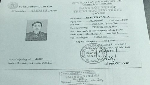 Quảng Trị: Chủ tịch HĐND xã học đến lớp 10, nhưng có bằng tốt nghiệp cấp 3