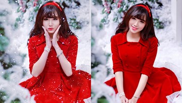 Hotgirl Ngân Búng khoe ảnh Noel xinh 