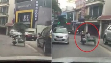 Thót tim với màn lái xe liều lĩnh nhất Thủ Đô