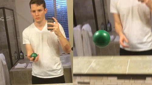 Video gây ảo giác: ném bóng với chính mình qua gương