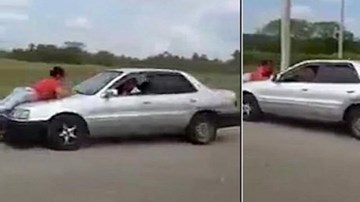 Trói vợ ngoại tình lên capô xe phóng bạt mạng