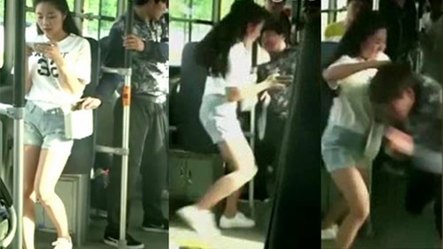 Cô gái xinh đẹp trừng trị kẻ móc túi trên xe buýt