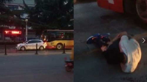 Xe buýt cố tình húc văng ô tô, cán gãy chân tài xế