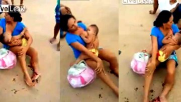 Dân mạng rơi lệ với hình ảnh mẹ điềm tĩnh cho con bú khi chân bị xe cán nát