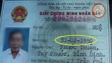 Người đàn ông được cấp chứng minh thư sinh ngày... 31/2