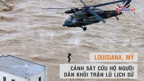 Xem cảnh sát Mỹ cứu hộ trong lũ quét như phim hành động