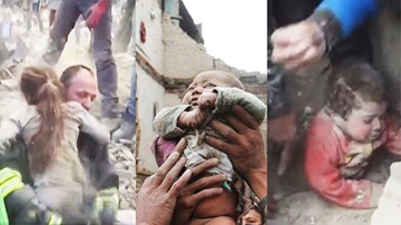 Nghẹt thở trước những pha giải cứu trẻ em trong động đất