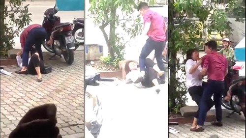 Hà Nội: Chồng đánh vợ dã man trước quán cà phê