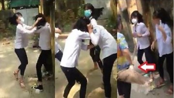 Ba nữ sinh Hưng Yên chặn đường túm tóc, đánh bạn túi bụi