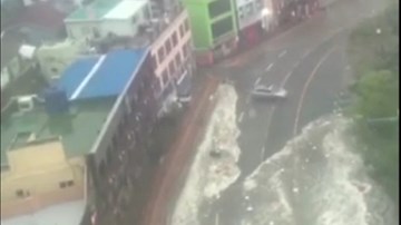 Nước lũ đuổi bắt, bao vây ô tô trong cơn siêu bão tại Busan (Hàn Quốc)
