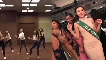 Nữ hoàng Sắc đẹp Toàn cầu - Ngọc Duyên nhảy flashmob tưng bừng
