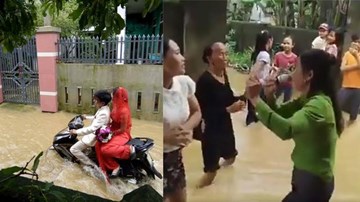 Cụ bà, thanh niên nhảy, hát trong đám cưới chạy lũ ở Quảng Bình
