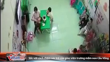 Giáo viên mầm non liên tiếp đổ sữa vào miệng, đá vào người khi trẻ đang ngủ