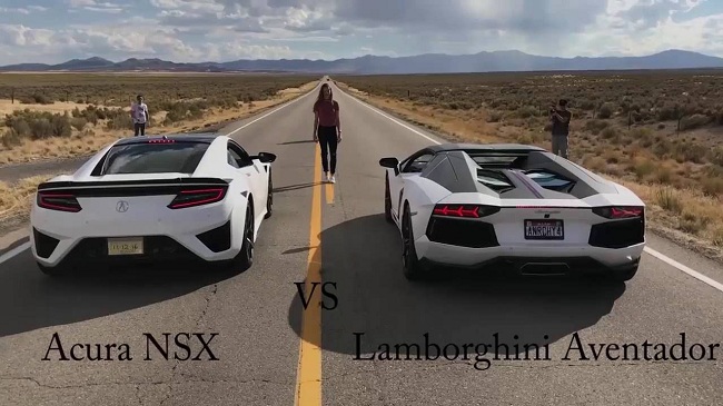 Acura NSX cho Lamborghini Aventador “hít khói” trong cuộc đua đường thẳng