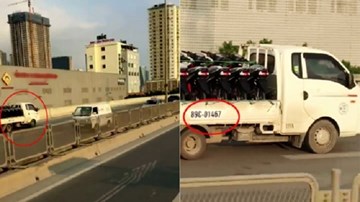 Xe tải ngang nhiên chạy ngược chiều trên đường cao tốc trên cao