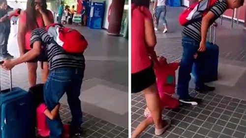 Xé lòng với hình ảnh em bé gào khóc tiễn bố đi xuất khẩu lao động