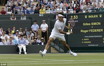 Highlights Wimbledon: Federer 3-0 Simon (6/3, 7/5, 6/2)