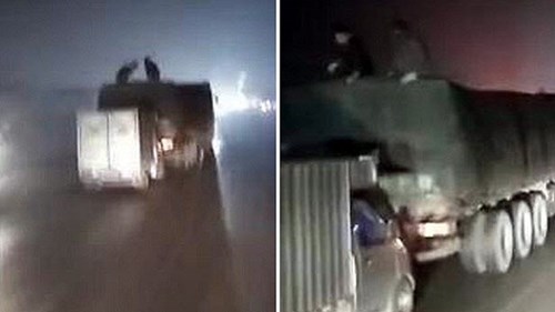 Màn trộm hàng từ xe đang chạy tốc độ cao như phim hành động