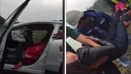 Mất lái, cô gái thoát chết gang tấc khi đâm xuyên 