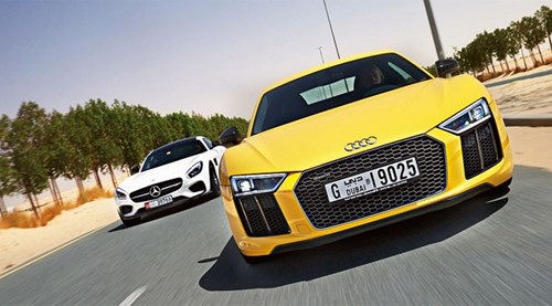 Audi R8 cho Mercedes AMG GT S “hít khói”
