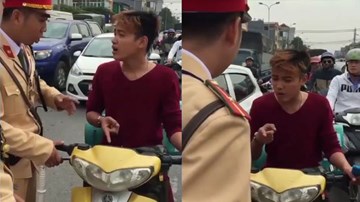 Học đòi bắt bẻ CSGT, thanh niên chở ga được 