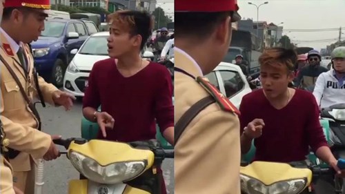 Học đòi bắt bẻ CSGT, thanh niên chở ga được 