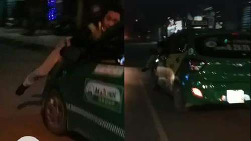 Tài xế taxi hất tung người lên nóc capo và bỏ chạy cùng nạn nhân
