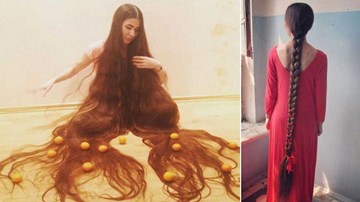 Ngắm 'suối tóc' mượt mà dài hơn 2m của 'công chúa tóc mây' ngoài đời thực