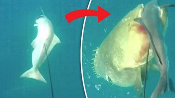 Quái vật biển sâu trắng trợn cướp cá của thợ lặn
