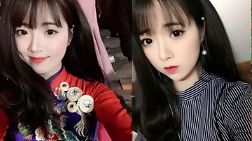 'Hot girl áo dài đỏ' nổi tiếng sau clip hát nhép vì quá xinh đẹp
