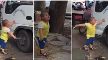 Cậu bé 5 tuổi cầm dao uy hiếp nữ tài xế ngay ở chốn đông người