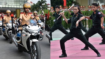 Nữ cảnh sát tương lai múa côn, lái xe phân khối lớn