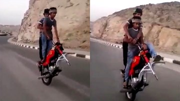 Lái xe tháo bỏ bánh trước: Quái xế đùa với tử thần