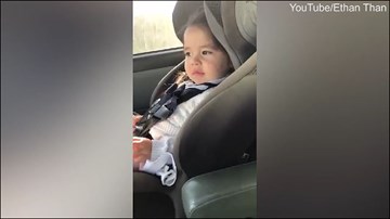 Bé gái 'quẩy' theo đúng điệu nhạc khi đang ngồi trong ôtô