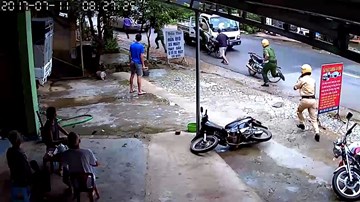 Xem cảnh sát truy bắt tên trộm xe máy như phim hành động
