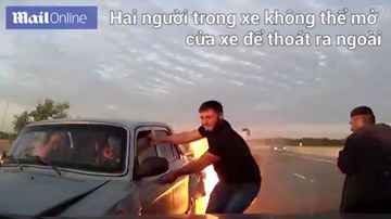 Giải cứu người trong ôtô đang cháy như phim hành động