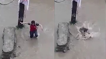 Đường ngập, cô gái Nepal đang đi bị miệng cống nuốt chửng