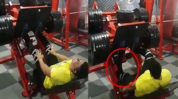 Rùng mình trước cảnh thanh niên gãy gập đầu gối do đẩy tạ chân quá sức