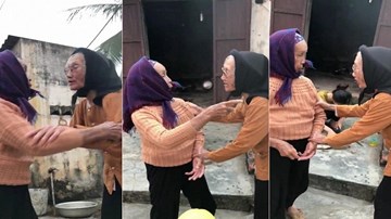 2 cụ bà tíu tít nắm tay, 'tám' chuyện rôm rả gây sốt mạng xã hội