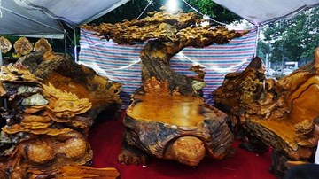 Bộ bàn ghế 'tứ linh' bằng gỗ trai nghìn năm giá gần 3 tỷ