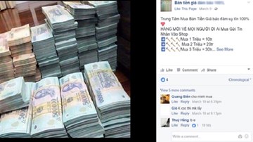 Công khai mua bán tiền giả trên mạng