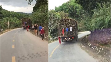 Thót tim cảnh nhóm trẻ đu bám xe tải trên quốc lộ