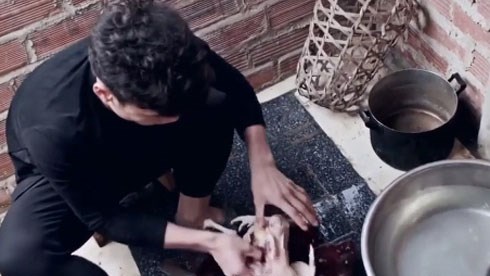 Khoảnh khắc Bùi Tiến Dũng thịt gà chuẩn bị làm cơm gây bão mạng